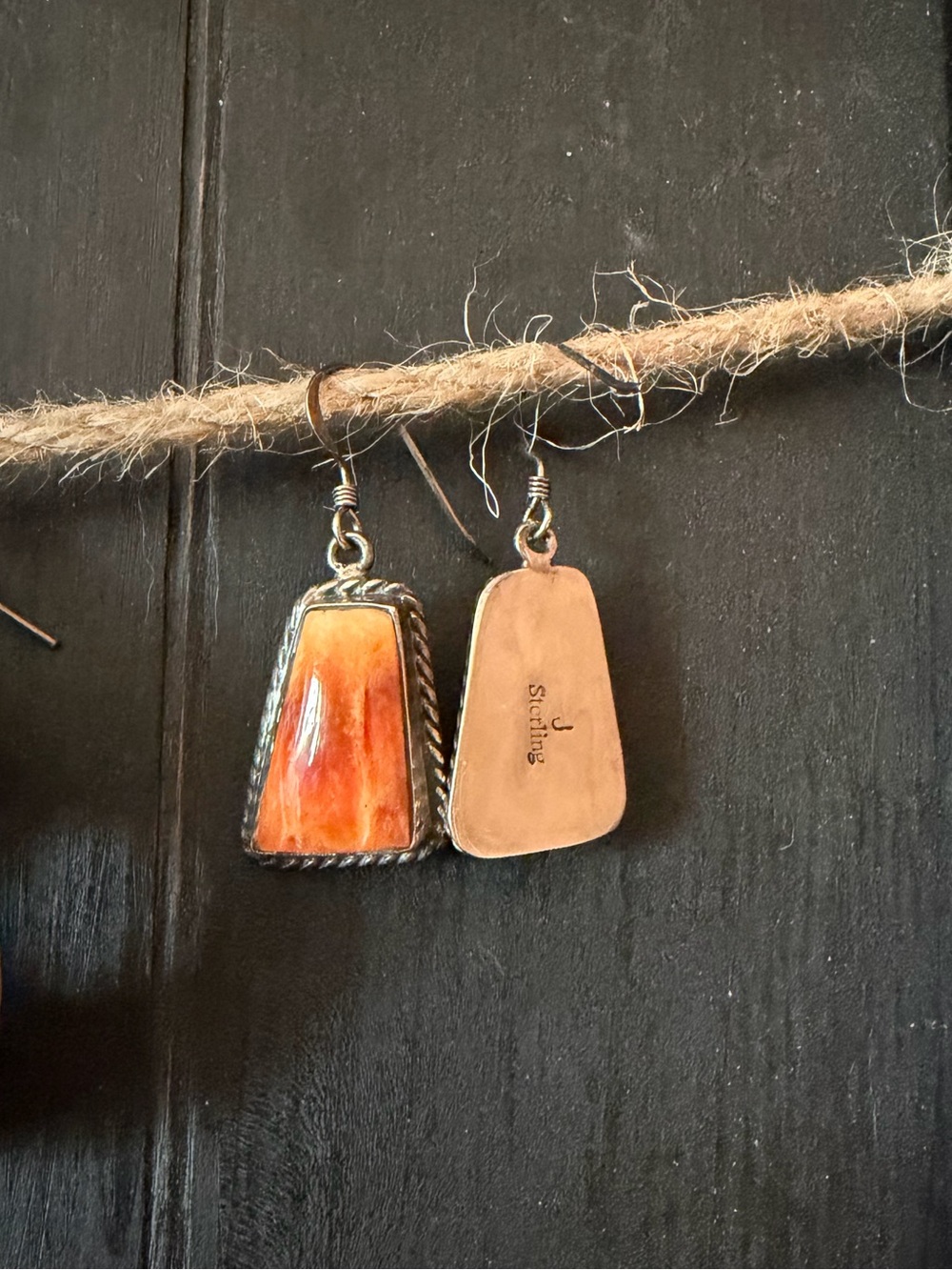 Orange spiney dangle earrings